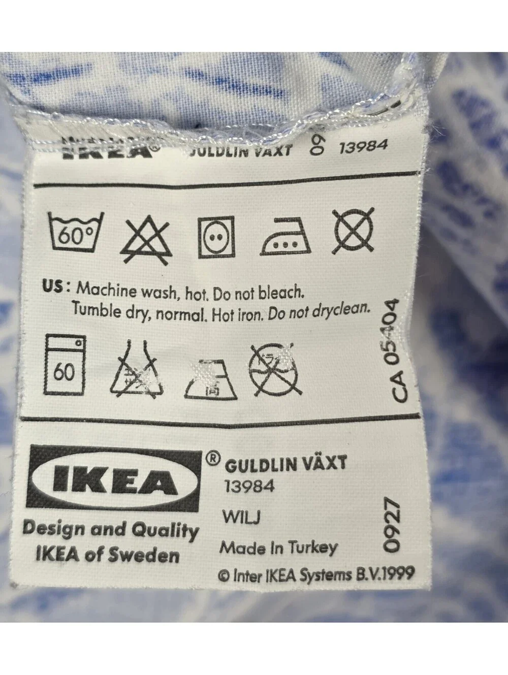 Vintage IKEA GULDLIN VÄXT Twin Duvet Cover Blue Batik Starburst Floral Cotton...